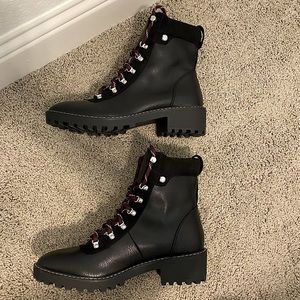H&M Black and Burgundy Lace Up Boots Size 8
